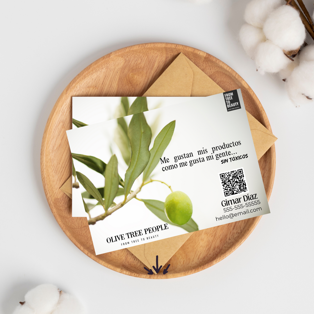 Postcard Editable en Canva – Consultora OLIVEDA (Español)