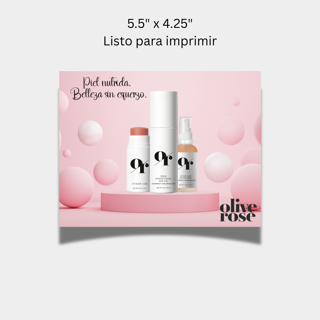 Olive Rose Makeup Postcard –Ready-to-Print Marketing Card for Olive Tree People Consultants